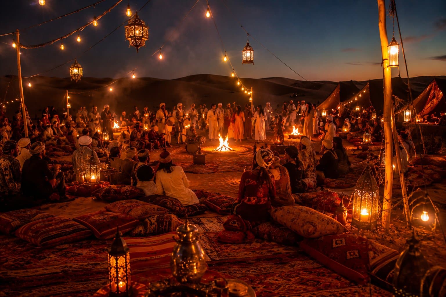 Berber Night retreat Marocco · Cena berbera con musica, fuoco e lanterne sotto le stelle