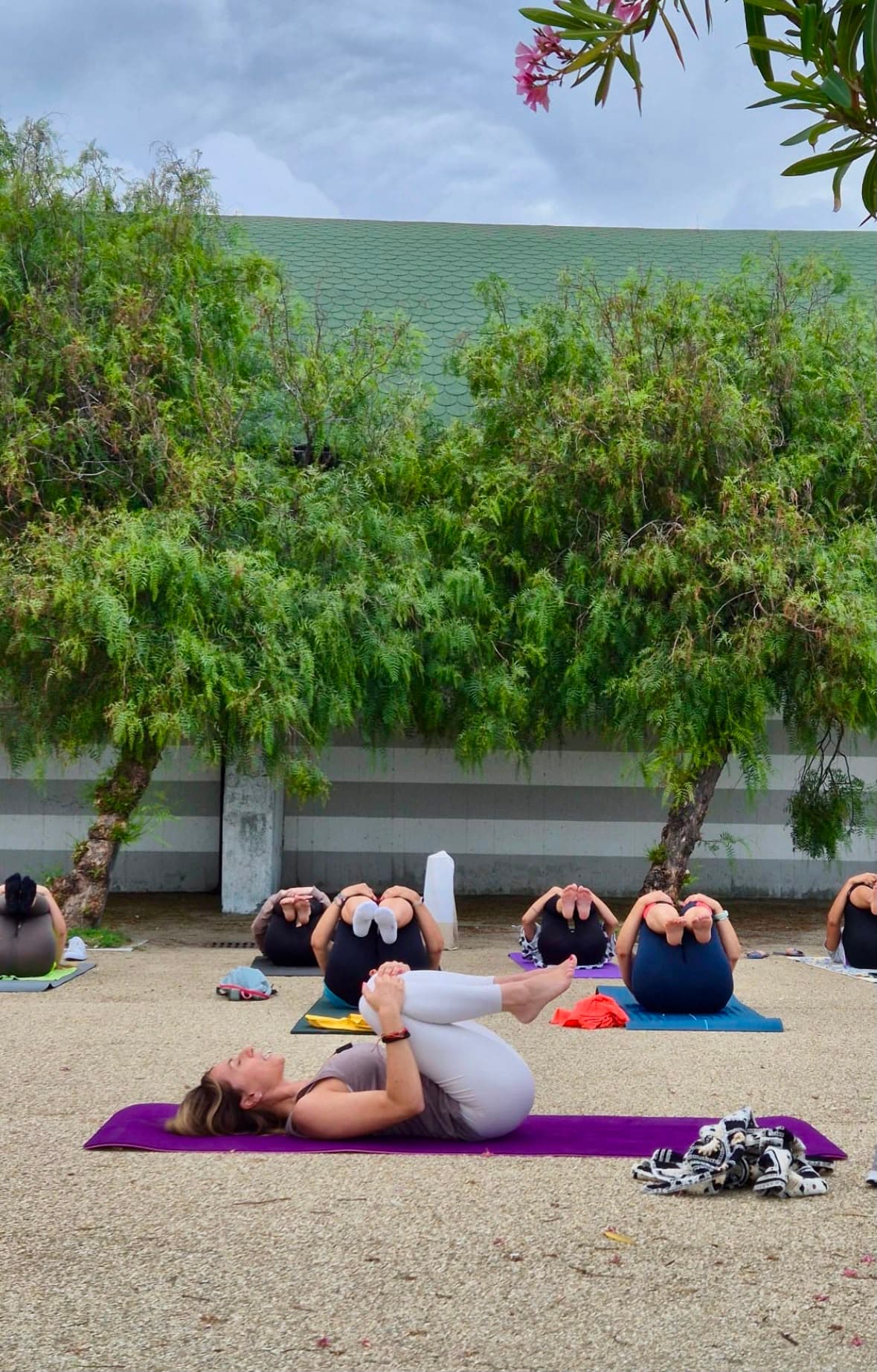 Sessione di yoga aziendale all'aperto — team building con Silvia Ghigliazza